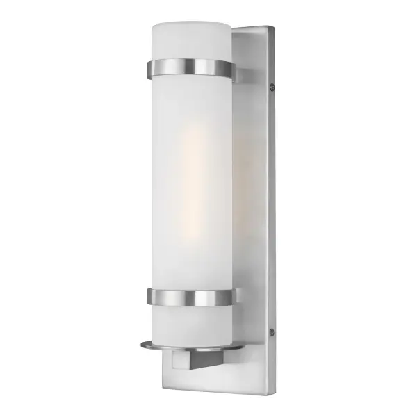 The Alban wall lantern delivers contemporary style with practical outdoor performance. Its compact 4.5-inch width and satin aluminum finish suit modern exteriors, while the integrated LED provides warm 3000K light with excellent color rendering.