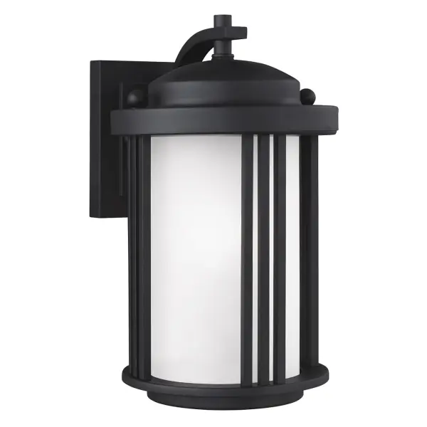 The Crowell outdoor wall lantern delivers reliable illumination in a compact 6-inch profile. Its wet-rated aluminum construction and satin etched glass make it ideal for entryways, porches, and covered patios.