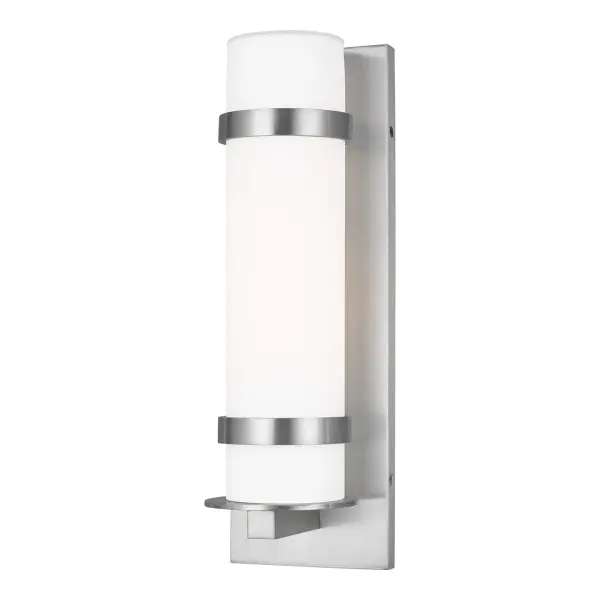 The Alban wall lantern delivers modern style with practical outdoor performance. Its compact 6-inch width and satin aluminum finish suit contemporary exteriors, while wet-rated construction and included LED ensure reliable illumination.