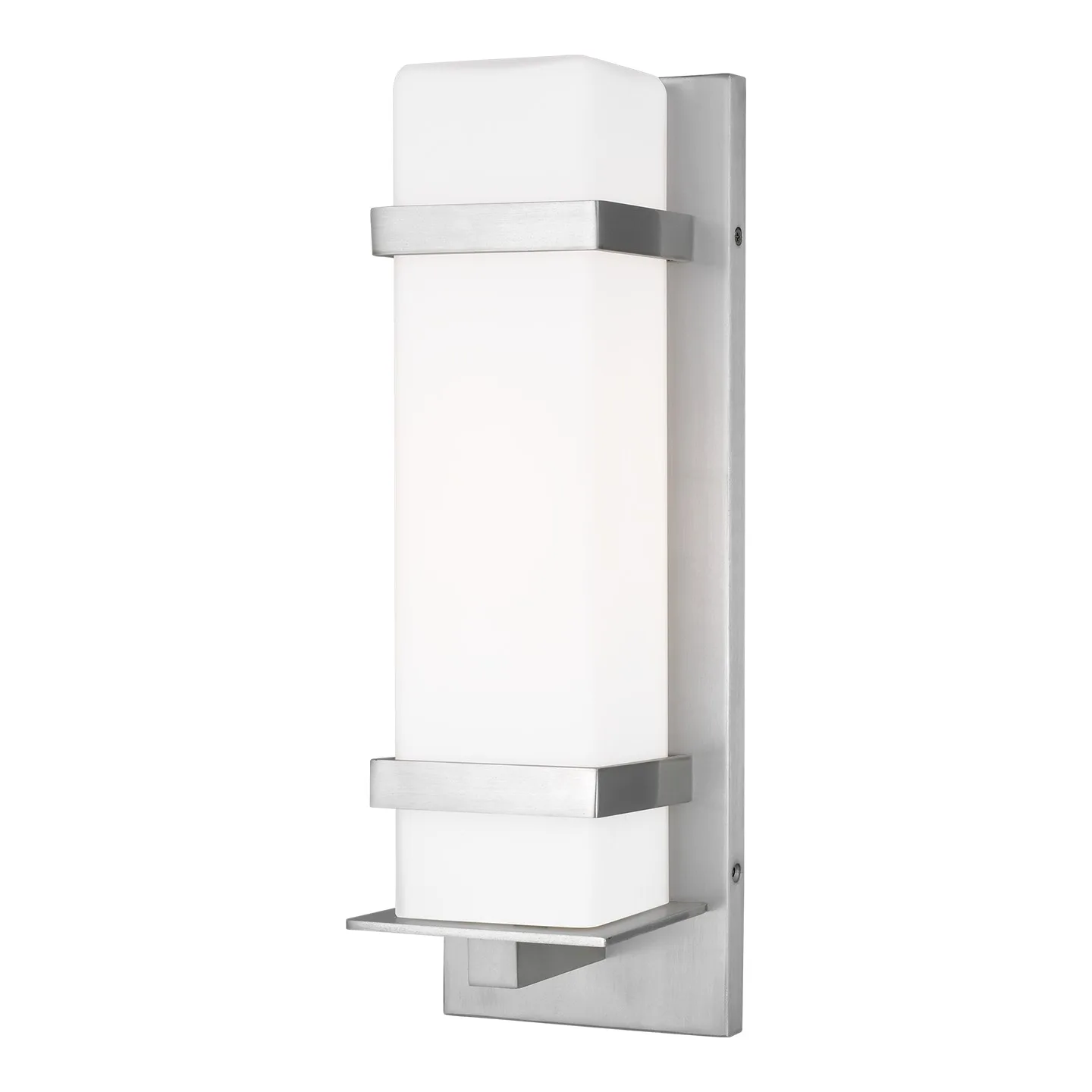 Alban One Light Outdoor Wall Lantern in Satin Aluminum