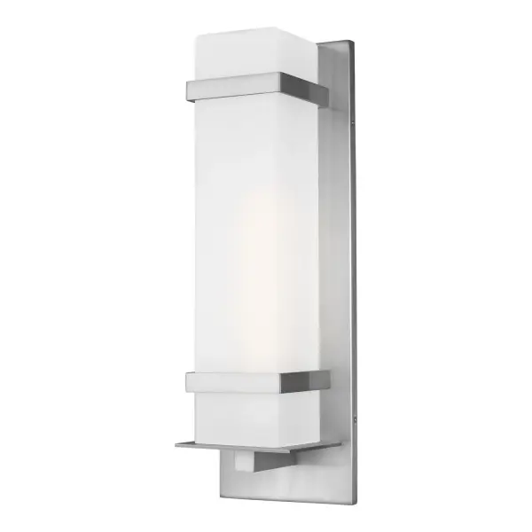 Alban One Light Outdoor Wall Lantern in Satin Aluminum