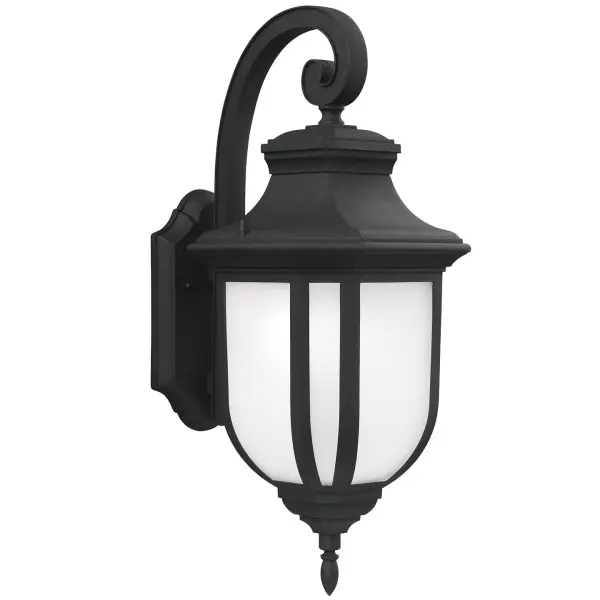 The Childress wall lantern combines traditional lantern styling with modern durability. Its die-cast aluminum construction and wet-rated certification make it ideal for exposed outdoor locations.