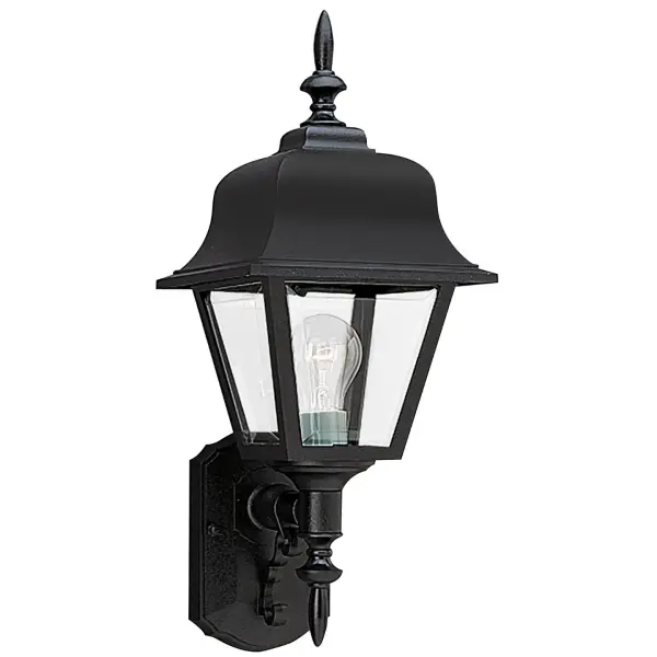 This traditional outdoor wall lantern combines weather-resistant polycarbonate construction with timeless beveled glass styling. At 25 inches tall, it provides substantial illumination for entryways and porches while standing up to harsh weather conditions.