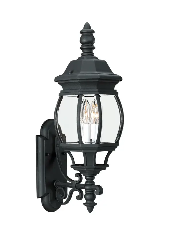 The Wynfield wall lantern combines traditional styling with modern LED efficiency. Its beveled glass panels and black finish create timeless curb appeal, while wet-rated construction ensures durability in all weather conditions.