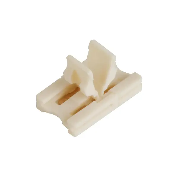 A compact, damp-rated joiner connector designed for professional LED tape installations. The white polycarbonate housing ensures discreet integration while maintaining reliable electrical connections in various applications.