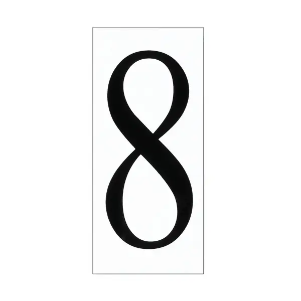 A practical address number tile in white polycarbonate that provides clear visibility for home identification. Lightweight and weather-resistant design suitable for exterior mounting.