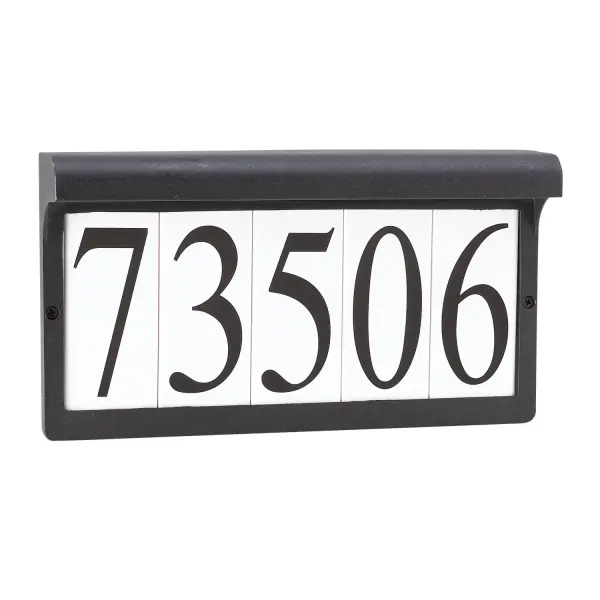 A compact, energy-efficient address light with xenon illumination. Die-cast aluminum construction in black finish provides durability and wet-rated performance for all-weather outdoor use.