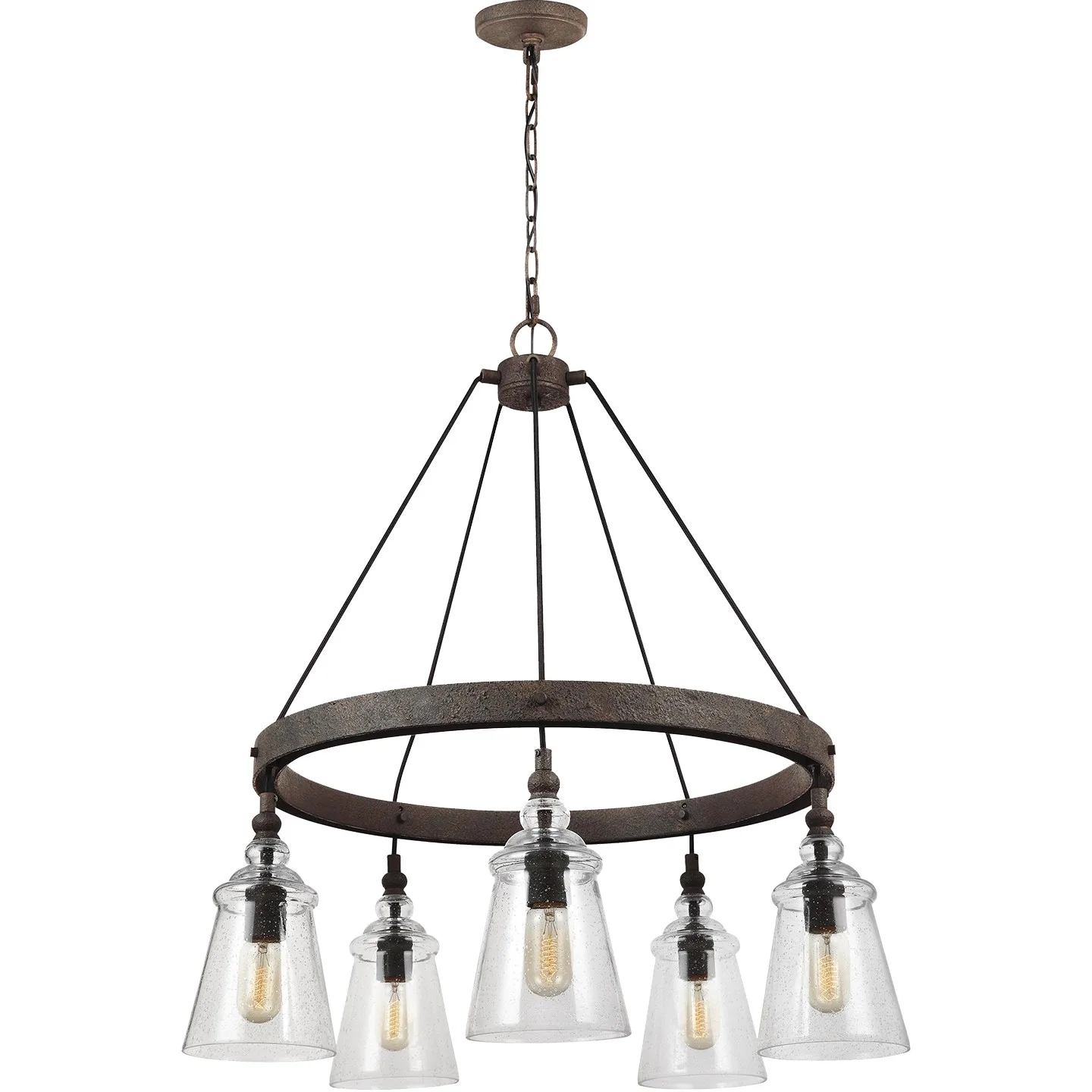 Loras Five Light Chandelier in Dark Weathered Iron