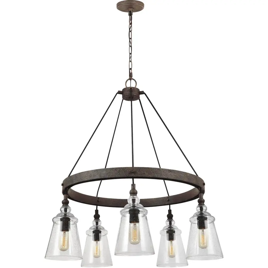 Loras 5-Light Chandelier in Dark Weathered Iron