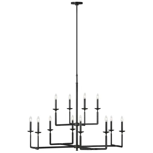 Ansley 12-Light Chandelier in Aged Iron
