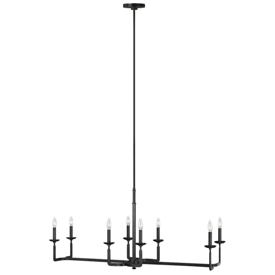 Ansley 8-Light Linear Chandelier in Aged Iron