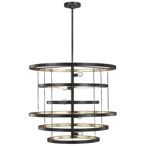 Collection: Celeste Designer: Feiss Rooms: Dining Room, Entry Room/Hallway, Living Room Finish: Aged Iron Notes: (1) 6`` Stem,(4) 12`` Stems Width: 30.00" Height: 25.63" Weight: 17.60 lb Wire: 180" Black Rod: (4) 12",(1) 6" Canopy: D:5.5'' H:0.875'' Round Number of Bulbs: 5 Maximum Wattage: 60.00 W Bulb Type: Torpedo Bulb Base: Candelabra Voltage: 120.00 V Material: Steel Country of Origin: Philippines Safety Listing: ETL Safety Rating: Damp Connection: Hardwired Title 24 Spec Sheet Instructions Parts Diagram