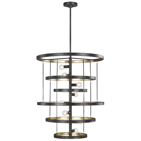 Collection: Celeste Designer: Feiss Rooms: Dining Room, Entry Room/Hallway, Living Room Finish: Aged Iron Notes: (1) 6`` Stem,(4) 12`` Stems Width: 24.00" Height: 28.63" Weight: 14.30 lb Wire: 180" Black Rod: (4) 12",(1) 6" Canopy: D:5.5'' H:0.875'' Round Number of Bulbs: 8 Maximum Wattage: 60.00 W Bulb Type: Torpedo Bulb Base: Candelabra Voltage: 120.00 V Material: Steel Country of Origin: Philippines Safety Listing: ETL Safety Rating: Damp Connection: Hardwired Title 24 Spec Sheet Instructions Parts Diagram
