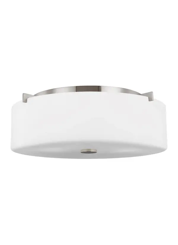 Collection: Sunset Drive Designer: Sea Gull Rooms: Dining Room, Entry Room/Hallway, Kitchen Finish: Brushed Steel Glass: White Opal Etched Width: 16.00" Height: 6.25" Weight: 6.50 lb Wire: 8" Black/White Canopy: D:10.875'' H:1.125'' Round Number of Bulbs: 3 Maximum Wattage: 60.00 W Bulb Type: A19 Bulb Base: Medium Voltage: 120.00 V Material: Steel Country of Origin: Philippines Safety Listing: cETL Safety Rating: Damp Connection: Hardwired Title 24 Spec Sheet Instructions Parts Diagram