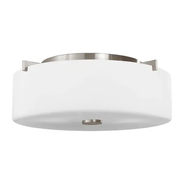 Collection: Sunset Drive Designer: Sea Gull Rooms: Dining Room, Entry Room/Hallway, Kitchen Finish: Brushed Steel Glass: White Opal Etched Width: 13.50" Height: 4.75" Weight: 2.97 lb Wire: 8" Black/White Canopy: D:8.375'' H:1.125'' Round Bulbs Included Number of Bulbs: 2 Maximum Wattage: 9.00 W Bulb Type: A19 Bulb Base: Medium Light Source: LED Light Output: 800.00 lm Color Temperature: 3000 K CRI: 90 Beam Spread: 230.00° Rated Average Life: 15000 Voltage: 120.00 V Material: Steel Country of Origin: China Safety Listing: cETL Safety Rating: Damp Energy Star Title 24 LED Spec Sheet Instructions Parts Diagram