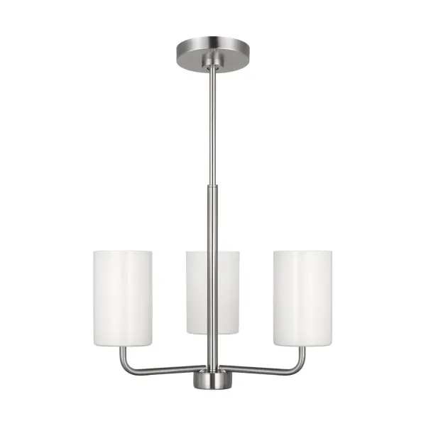 Collection: Rhett Rooms: Dining Room, Entry Room/Hallway, Living Room Finish: Brushed Steel Glass: Clear outside / painted white inside Width: 18.00" Height: 14.13" Weight: 4.60 lb Wire: 72" Clear Silver Rod: (3) 12",(1) 6" Canopy: D:5.5'' H:0.875'' Round Number of Bulbs: 3 Maximum Wattage: 60.00 W Bulb Type: A19 Bulb Base: Medium Voltage: 120.00 V Material: Steel Country of Origin: Vietnam Safety Listing: cETL Safety Rating: Damp Title 24 Spec Sheet