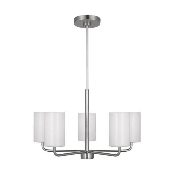 Collection: Rhett Rooms: Dining Room, Entry Room/Hallway, Living Room Finish: Brushed Steel Glass: Clear outside / painted white inside Width: 24.00" Height: 14.13" Weight: 6.50 lb Wire: 72" Clear Silver Rod: (3) 12",(1) 6" Canopy: D:5.5'' H:0.875'' Round Number of Bulbs: 5 Maximum Wattage: 60.00 W Bulb Type: A19 Bulb Base: Medium Voltage: 120.00 V Material: Steel Country of Origin: Vietnam Safety Listing: cETL Safety Rating: Damp Title 24 Spec Sheet