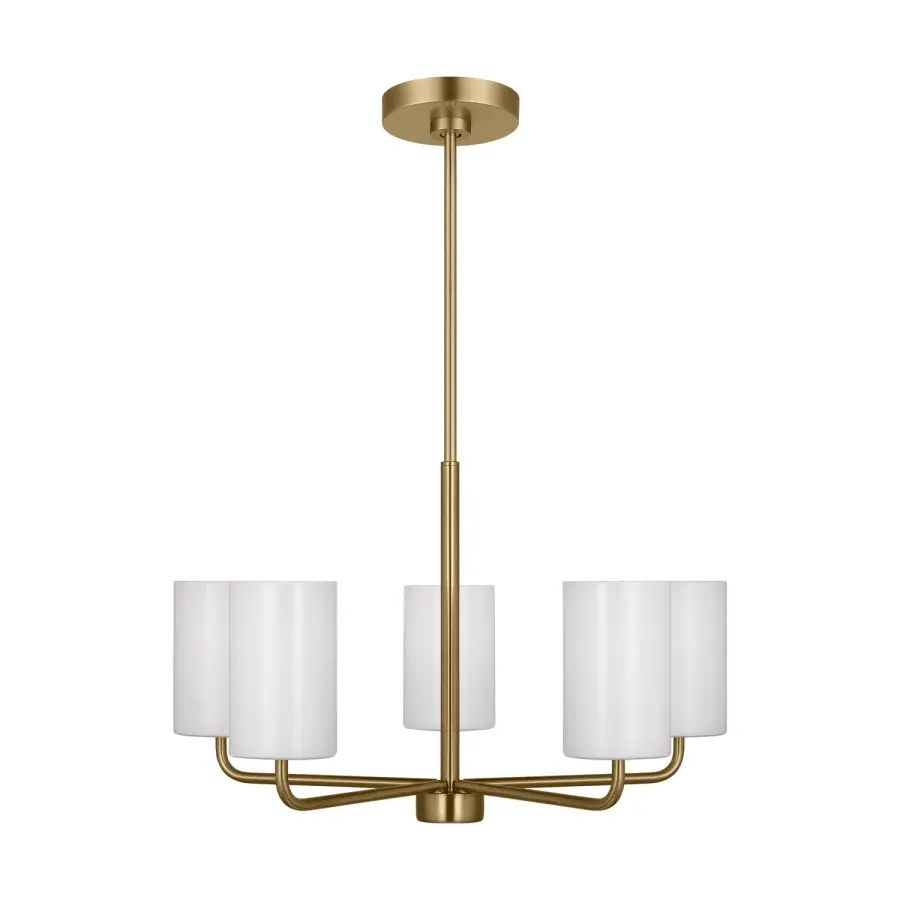 Rhett Five Light Chandelier in Satin Brass