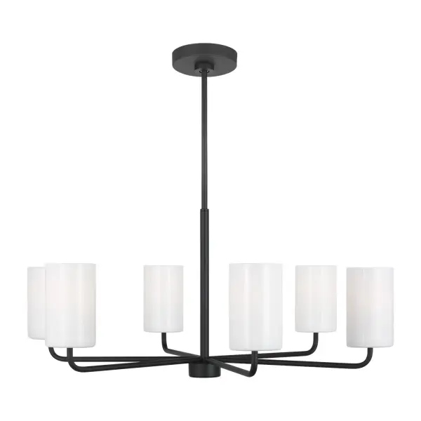 Collection: Rhett Rooms: Dining Room, Entry Room/Hallway, Living Room Finish: Midnight Black Glass: Clear outside / painted white inside Width: 32.00" Height: 14.13" Weight: 7.60 lb Wire: 72" Black Rod: (3) 12",(1) 6" Canopy: D:5.5'' H:0.875'' Round Number of Bulbs: 6 Maximum Wattage: 60.00 W Bulb Type: A19 Bulb Base: Medium Voltage: 120.00 V Material: Steel Country of Origin: Vietnam Safety Listing: cETL Safety Rating: Damp Title 24 Spec Sheet
