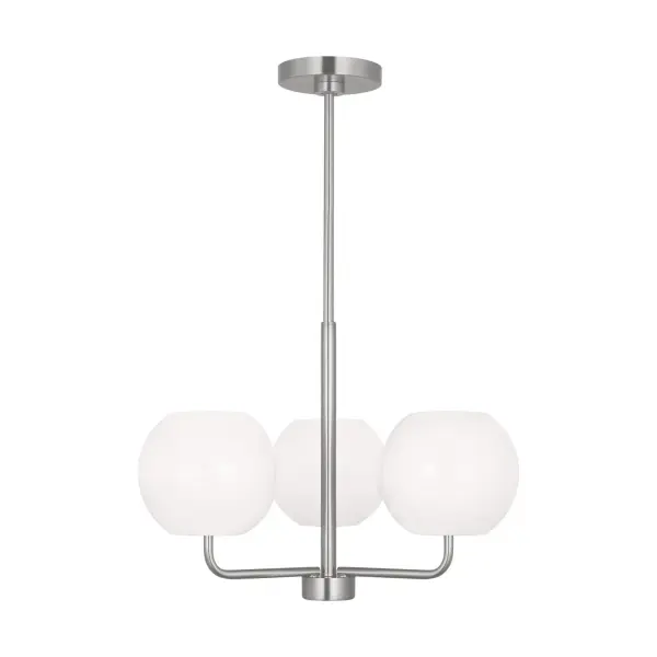 Collection: Rory Rooms: Dining Room, Entry Room/Hallway, Living Room Finish: Brushed Steel Glass: Opal Width: 21.00" Height: 14.13" Weight: 5.60 lb Wire: 72" Clear Silver Rod: (3) 12",(1) 6" Canopy: D:5.5'' H:0.875'' Round Number of Bulbs: 3 Maximum Wattage: 60.00 W Bulb Type: A19 Bulb Base: Medium Voltage: 120.00 V Material: Steel Country of Origin: Vietnam Safety Listing: cETL Safety Rating: Damp Title 24 Spec Sheet