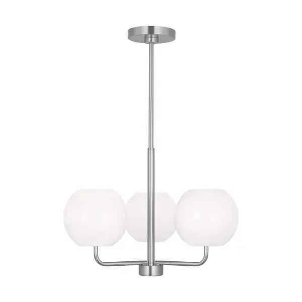 Collection: Rory Rooms: Dining Room, Entry Room/Hallway, Living Room Finish: Brushed Steel Glass: Opal Width: 21.00" Height: 14.13" Weight: 5.60 lb Wire: 72" Clear Silver Rod: (3) 12",(1) 6" Canopy: D:5.5'' H:0.875'' Round Bulbs Included Number of Bulbs: 3 Maximum Wattage: 9.00 W Bulb Type: A19 Bulb Base: E26 Medium Light Output: 800.00 lm Color Temperature: 3000 K CRI: 90 Voltage: 120.00 V Material: Steel Country of Origin: Vietnam Safety Listing: cETL Safety Rating: Damp Title 24 Spec Sheet