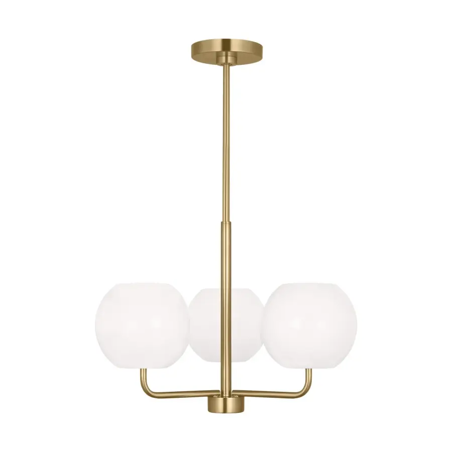 Rory Three Light Chandelier in Satin Brass