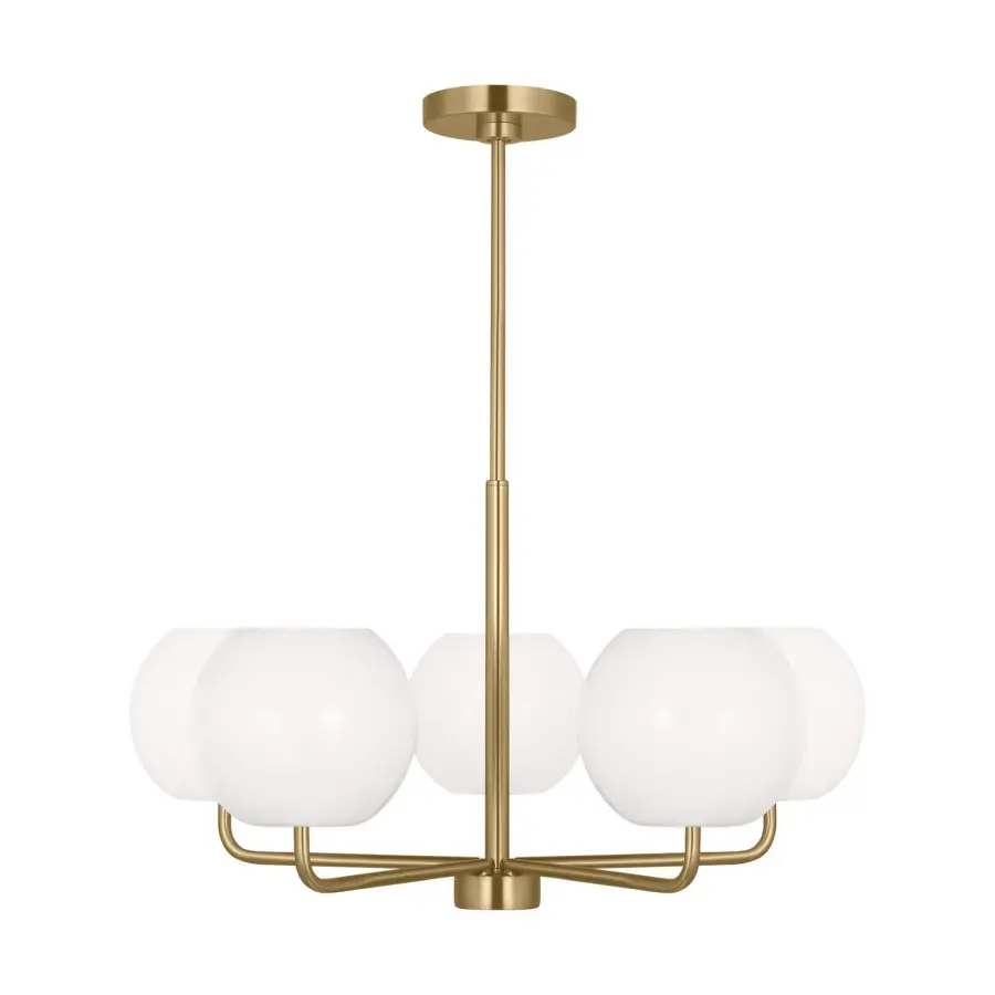 Rory Five Light Chandelier in Satin Brass