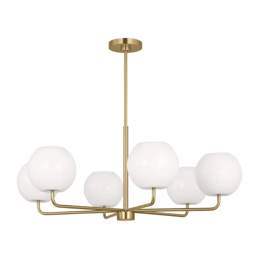 Rory Six Light Chandelier in Satin Brass