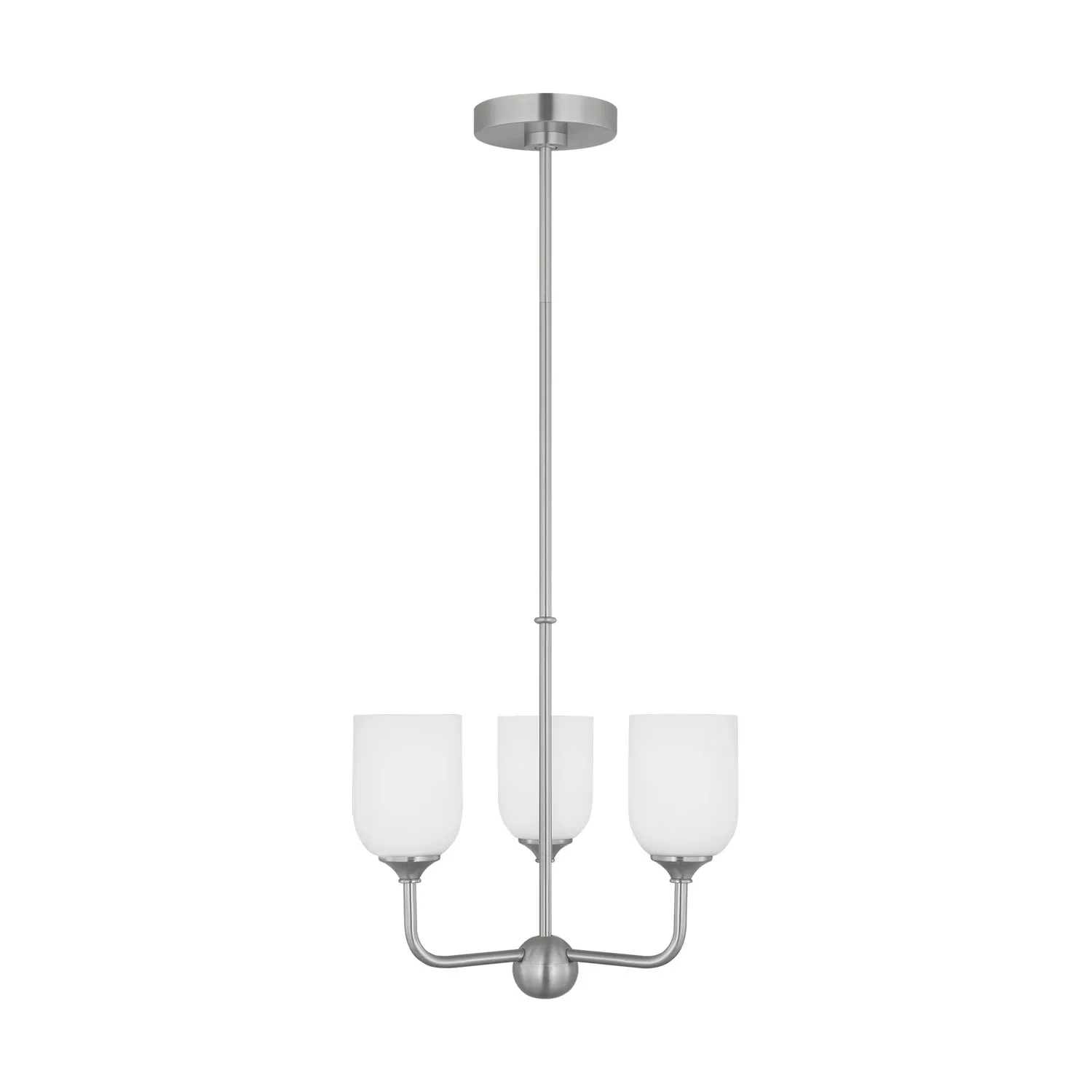 Emile Three Light Chandelier in Brushed Steel