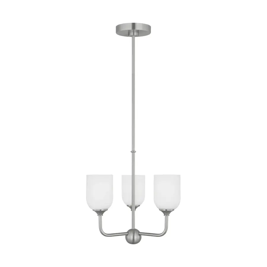 Emile Three Light Chandelier in Brushed Steel