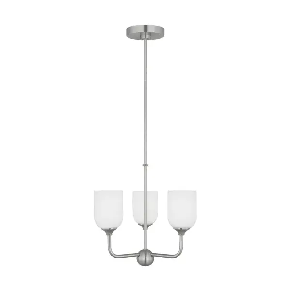 Collection: Emile Rooms: Dining Room, Entry Room/Hallway, Living Room Finish: Brushed Steel Glass: Etched / White Inside Width: 16.00" Height: 17.00" Weight: 5.40 lb Wire: 72" Clear Silver Rod: (3) 12",(1) 6" Canopy: D:5.5'' H:1'' Round Bulbs Included Number of Bulbs: 3 Maximum Wattage: 9.00 W Bulb Type: A19 Bulb Base: Medium Light Output: 800.00 lm Color Temperature: 3000 K CRI: 90 Voltage: 120.00 V Material: Steel Country of Origin: China Safety Listing: cETL Safety Rating: Damp Title 24 Spec Sheet Instructions