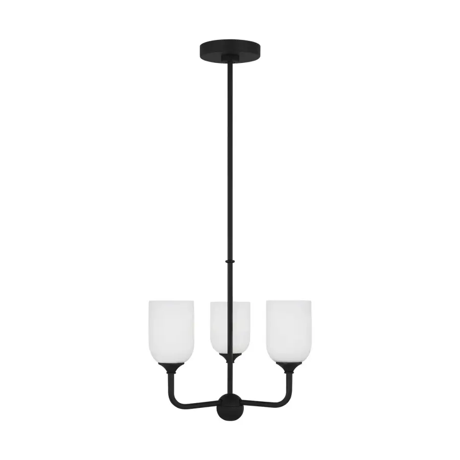 Emile Three Light Chandelier in Midnight Black