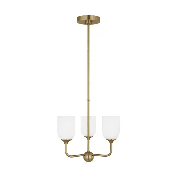Collection: Emile Rooms: Dining Room, Entry Room/Hallway, Living Room Finish: Satin Brass Glass: Etched / White Inside Width: 16.00" Height: 17.00" Weight: 5.40 lb Wire: 72" Clear Silver Rod: (3) 12",(1) 6" Canopy: D:5.5'' H:1'' Round Number of Bulbs: 3 Maximum Wattage: 60.00 W Bulb Type: A19 Bulb Base: Medium Voltage: 120.00 V Material: Steel Country of Origin: China Safety Listing: cETL Safety Rating: Damp Title 24 Spec Sheet Instructions