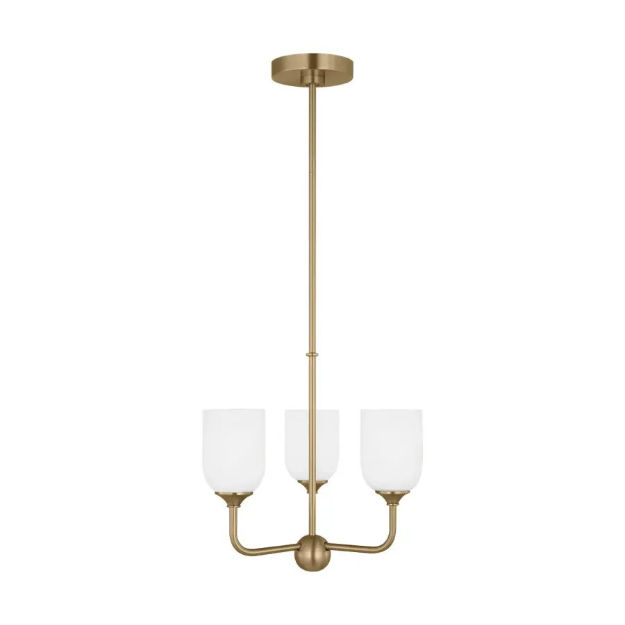 Emile Three Light Chandelier in Satin Brass