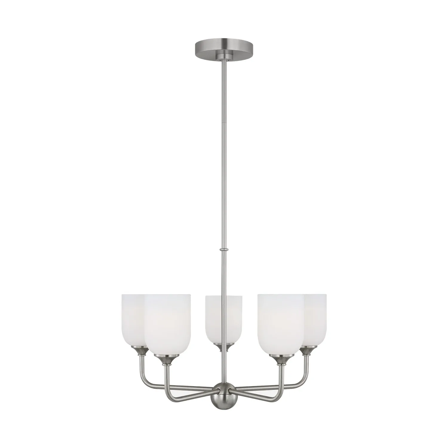 Emile Five Light Chandelier in Brushed Steel