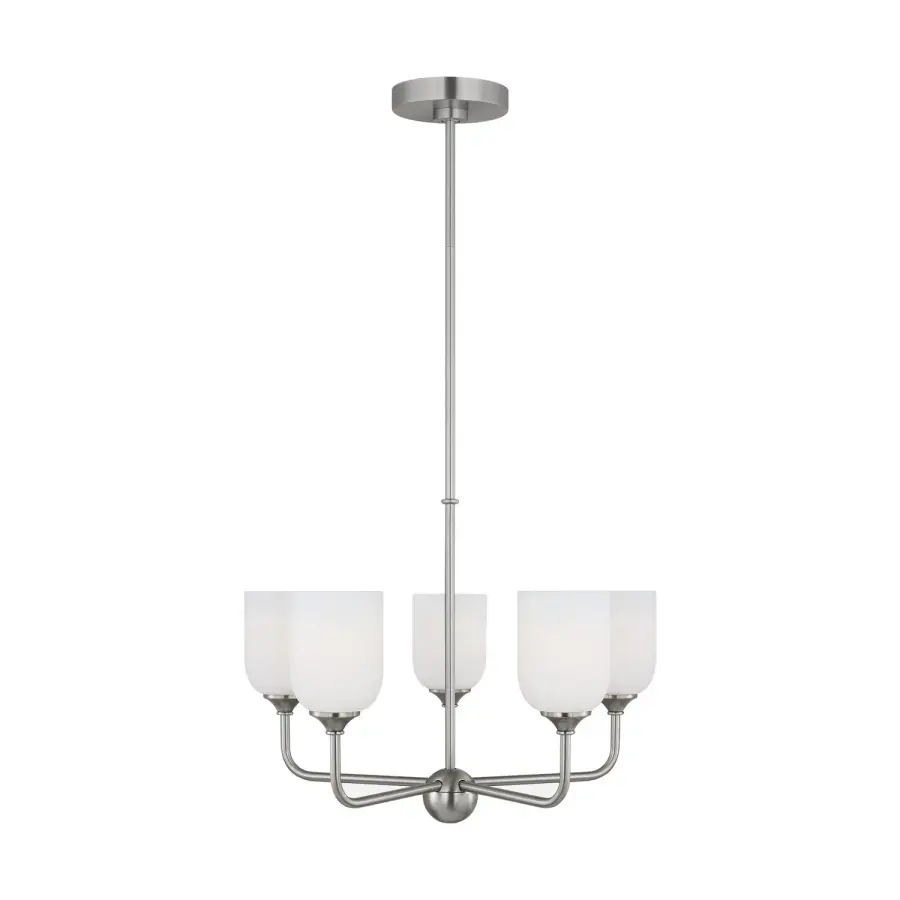 Emile Five Light Chandelier in Brushed Steel