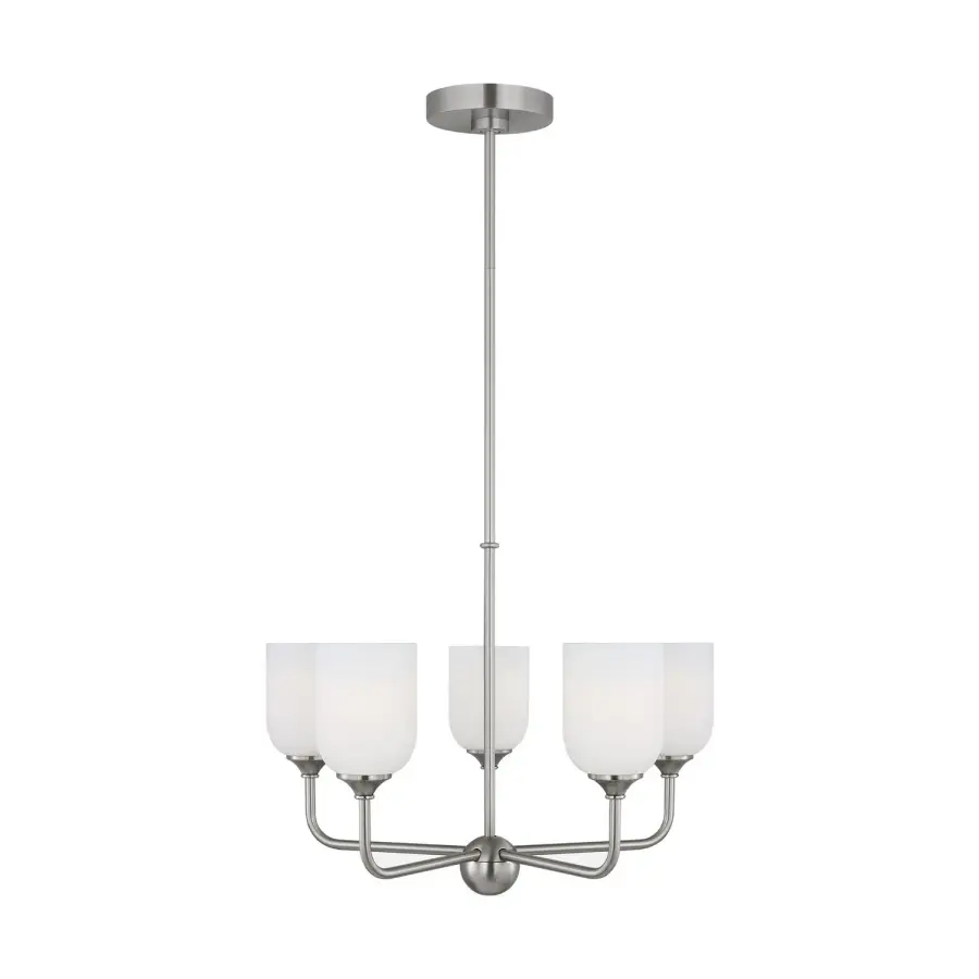 Emile Five Light Chandelier in Brushed Steel