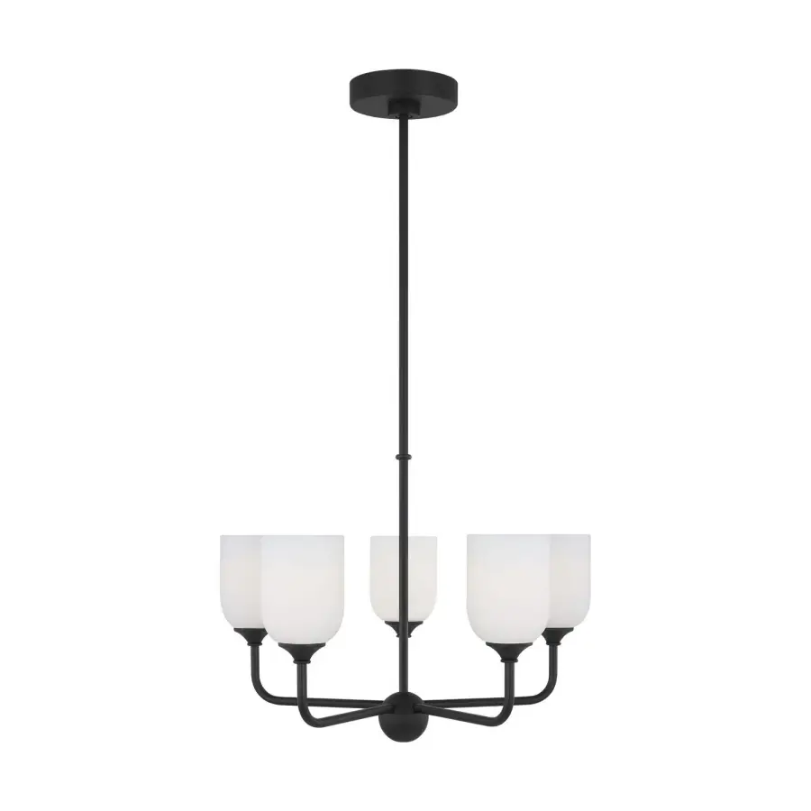 Emile Five Light Chandelier in Midnight Black