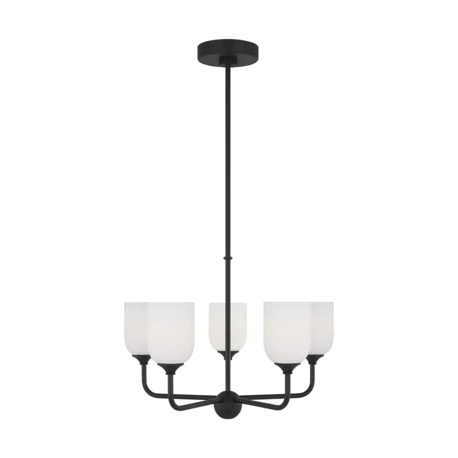 Emile Five Light Chandelier in Midnight Black