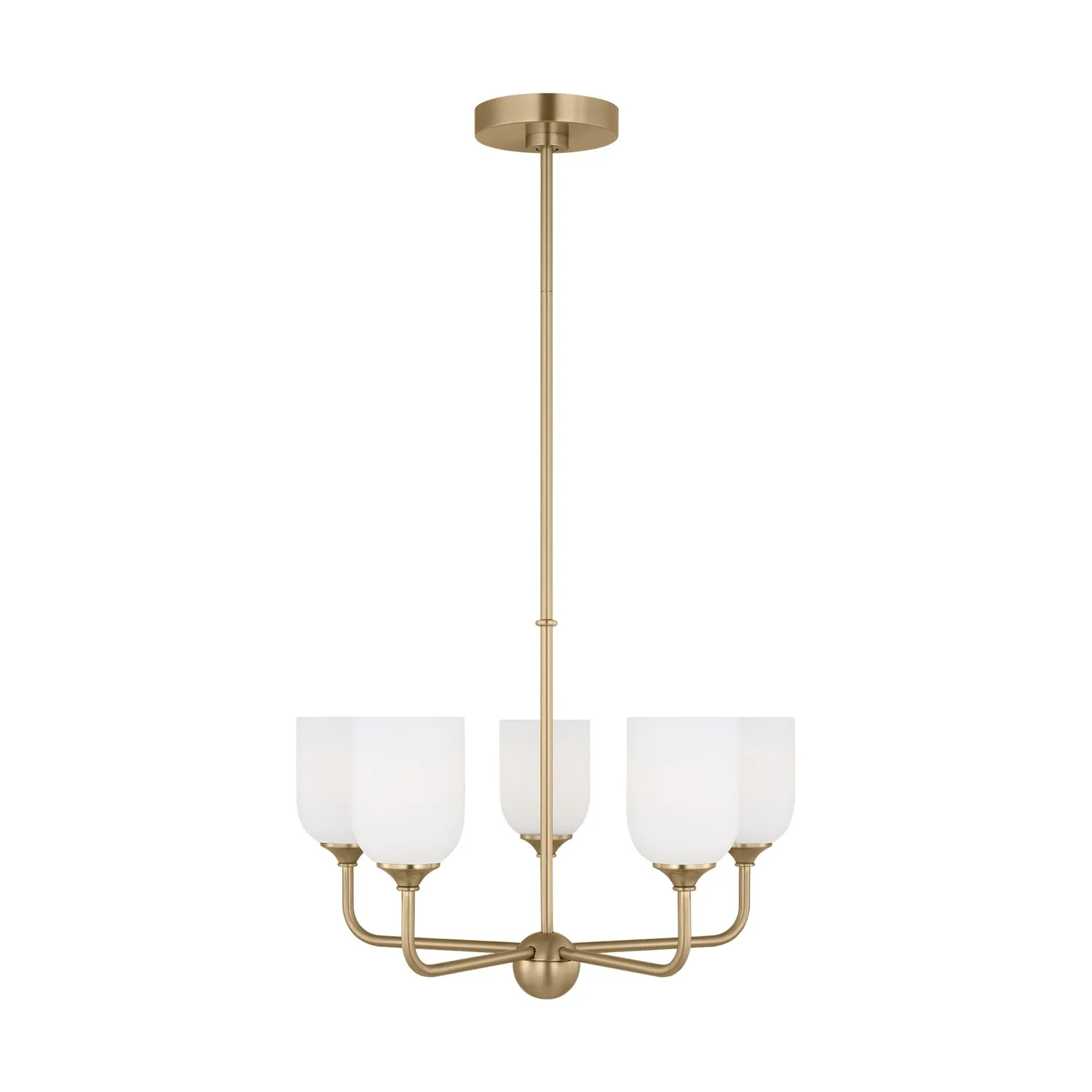Emile Five Light Chandelier in Satin Brass