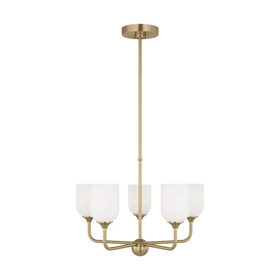 Emile Five Light Chandelier in Satin Brass