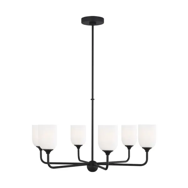 Collection: Emile Rooms: Dining Room, Entry Room/Hallway, Living Room Finish: Midnight Black Glass: Etched / White Inside Width: 30.00" Height: 17.25" Weight: 9.20 lb Wire: 72" Black Rod: (3) 12",(1) 6" Canopy: D:5.5'' H:1'' Round Bulbs Included Number of Bulbs: 6 Maximum Wattage: 9.00 W Bulb Type: A19 Bulb Base: Medium Light Output: 800.00 lm Color Temperature: 3000 K CRI: 90 Voltage: 120.00 V Material: Steel Country of Origin: China Safety Listing: cETL Safety Rating: Damp Title 24 Spec Sheet Instructions