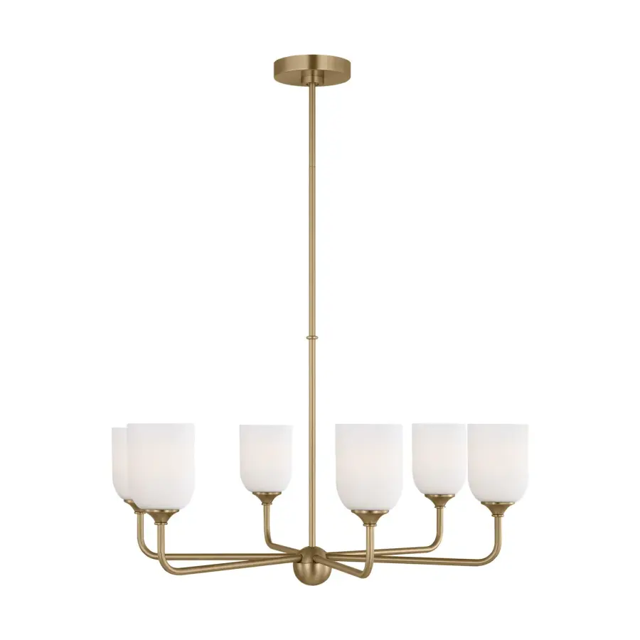 Emile Six Light Chandelier in Satin Brass