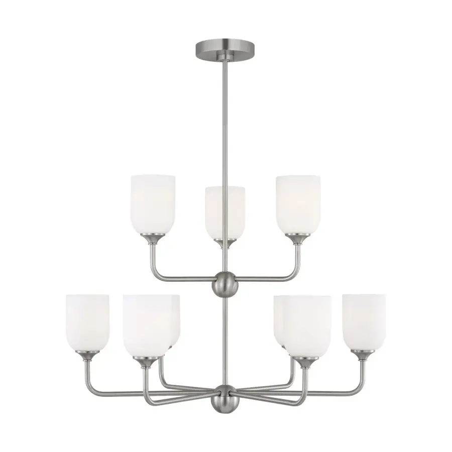 Emile 9-Light Chandelier in Brushed Steel