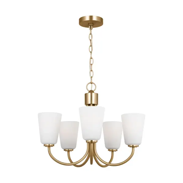 Collection: Miles Rooms: Dining Room,Entry Room/Hallway,Living Room Finish: Satin Brass Glass: Etched white Width: 21.00" Height: 17.38" Length: 21.00" Weight: 10.56 lb Chain: 72" Wire: 120" Clear Silver Canopy: D:5'', H:0.75'',Round Number of Bulbs: 5 Maximum Wattage: 100.00 W Bulb Type: A19 Bulb Base: Medium Voltage: 120.00 V Material: Steel Country of Origin: Vietnam Safety Listing: cETL Safety Rating: Damp Title 24 Spec Sheet Instructions