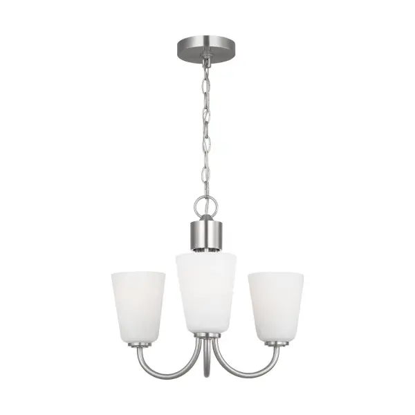 Collection: Miles Rooms: Dining Room,Entry Room/Hallway,Living Room Finish: Brushed Nickel Glass: Etched white Width: 21.50" Height: 14.63" Weight: 8.27 lb Chain: 72" Wire: 120" Clear Silver Canopy: D:5'', H:0.75'',Round Number of Bulbs: 3 Maximum Wattage: 100.00 W Bulb Type: A19 Bulb Base: Medium Voltage: 120.00 V Material: Steel Country of Origin: Vietnam Safety Listing: cETL Safety Rating: Damp Title 24 Spec Sheet Instructions
