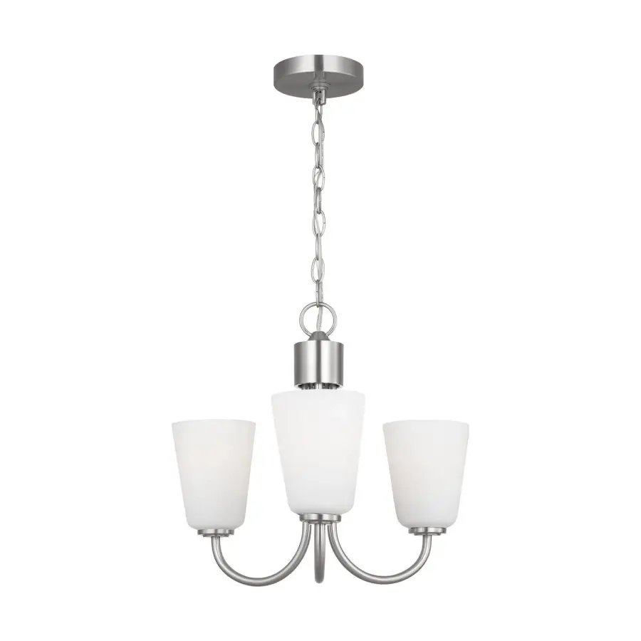 Miles Three Light Chandelier in Brushed Nickel