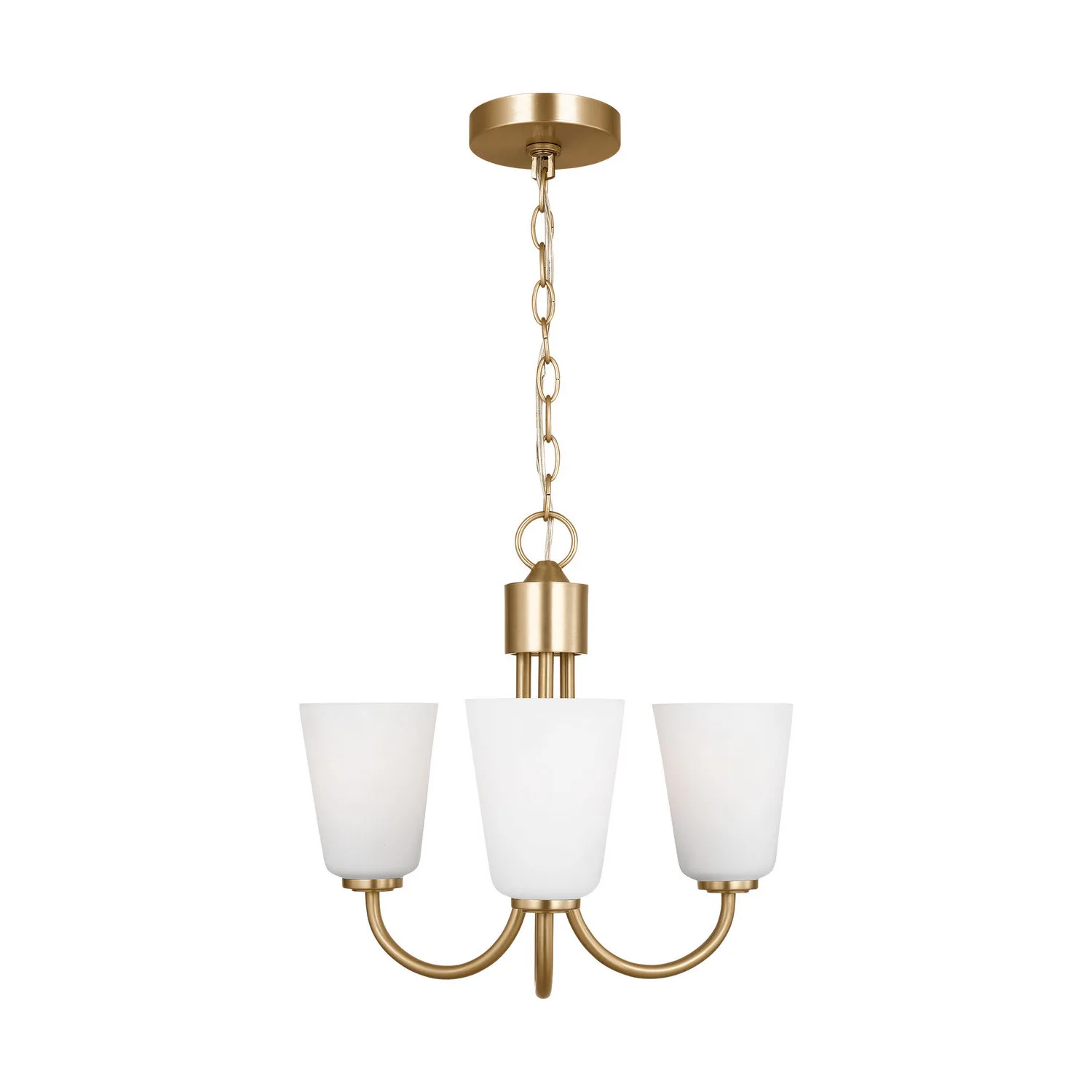 Miles Three Light Chandelier in Satin Brass