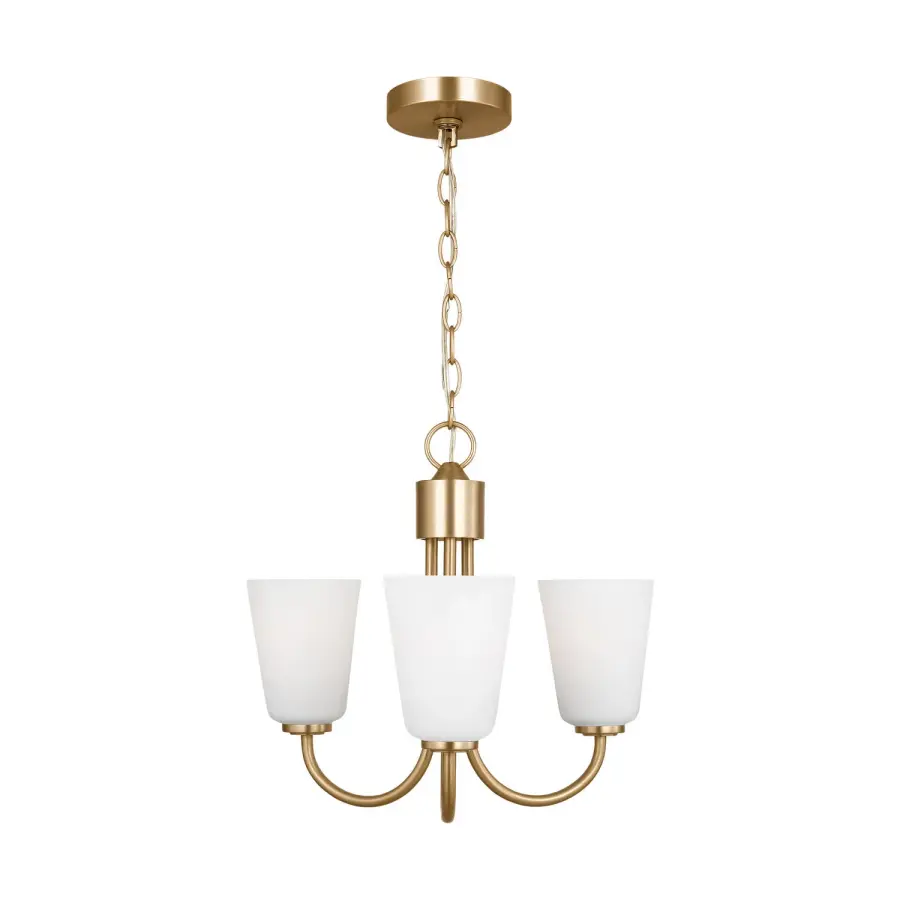 Miles Three Light Chandelier in Satin Brass