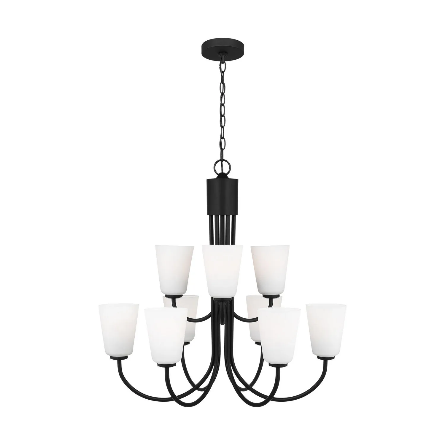 Miles Nine Light Chandelier in Midnight Black